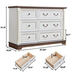 Bellemave® Farmhouse Style 6 Drawer Dresser Chest with Base - Bellemave