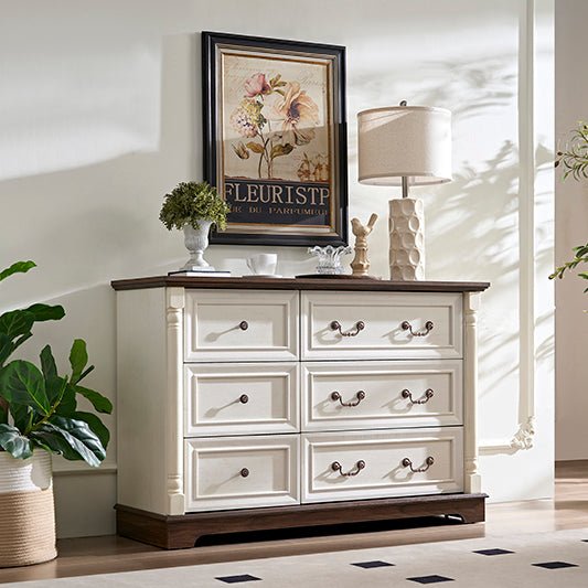 Bellemave® Farmhouse Style 6 Drawer Dresser Chest with Base - Bellemave