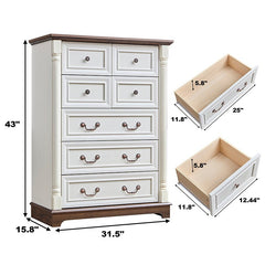 Bellemave® Farmhouse Style 7 Drawer Dresser Chest with Base - Bellemave