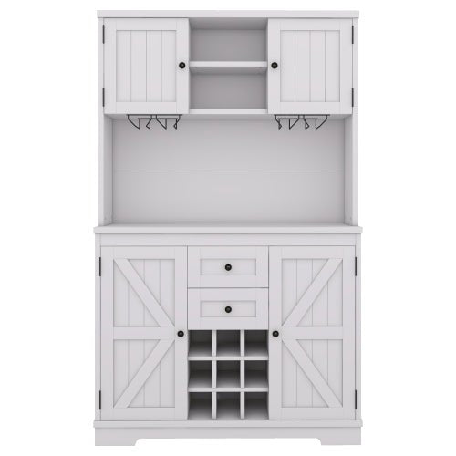 Bellemave® Farmhouse Wine Cabinet with Drawers shelves and cabinets, Buffet Cabinet Wine & Glass Racks - Bellemave
