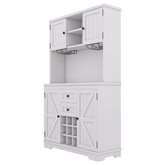 Bellemave® Farmhouse Wine Cabinet with Drawers shelves and cabinets, Buffet Cabinet Wine & Glass Racks - Bellemave