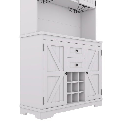 Bellemave® Farmhouse Wine Cabinet with Drawers shelves and cabinets, Buffet Cabinet Wine & Glass Racks - Bellemave
