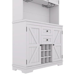 Bellemave® Farmhouse Wine Cabinet with Drawers shelves and cabinets, Buffet Cabinet Wine & Glass Racks - Bellemave