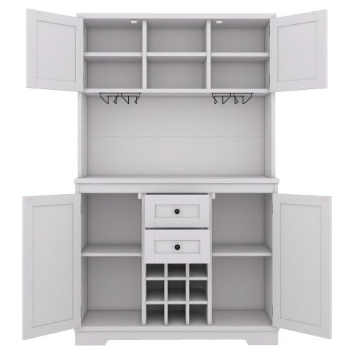 Bellemave® Farmhouse Wine Cabinet with Drawers shelves and cabinets, Buffet Cabinet Wine & Glass Racks - Bellemave