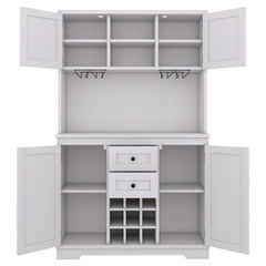 Bellemave® Farmhouse Wine Cabinet with Drawers shelves and cabinets, Buffet Cabinet Wine & Glass Racks - Bellemave