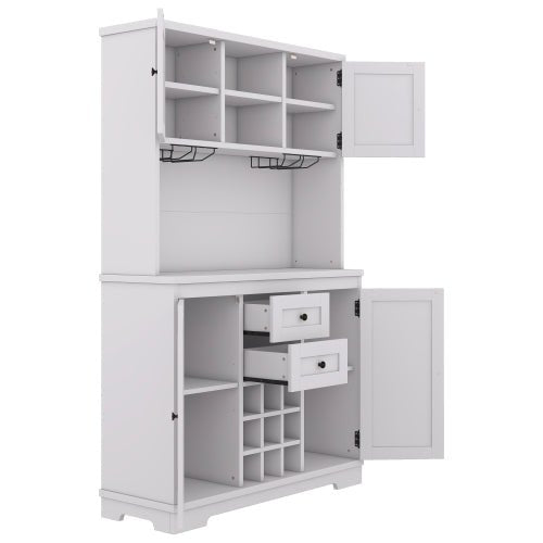 Bellemave® Farmhouse Wine Cabinet with Drawers shelves and cabinets, Buffet Cabinet Wine & Glass Racks - Bellemave
