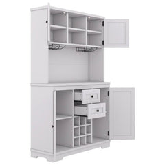 Bellemave® Farmhouse Wine Cabinet with Drawers shelves and cabinets, Buffet Cabinet Wine & Glass Racks - Bellemave