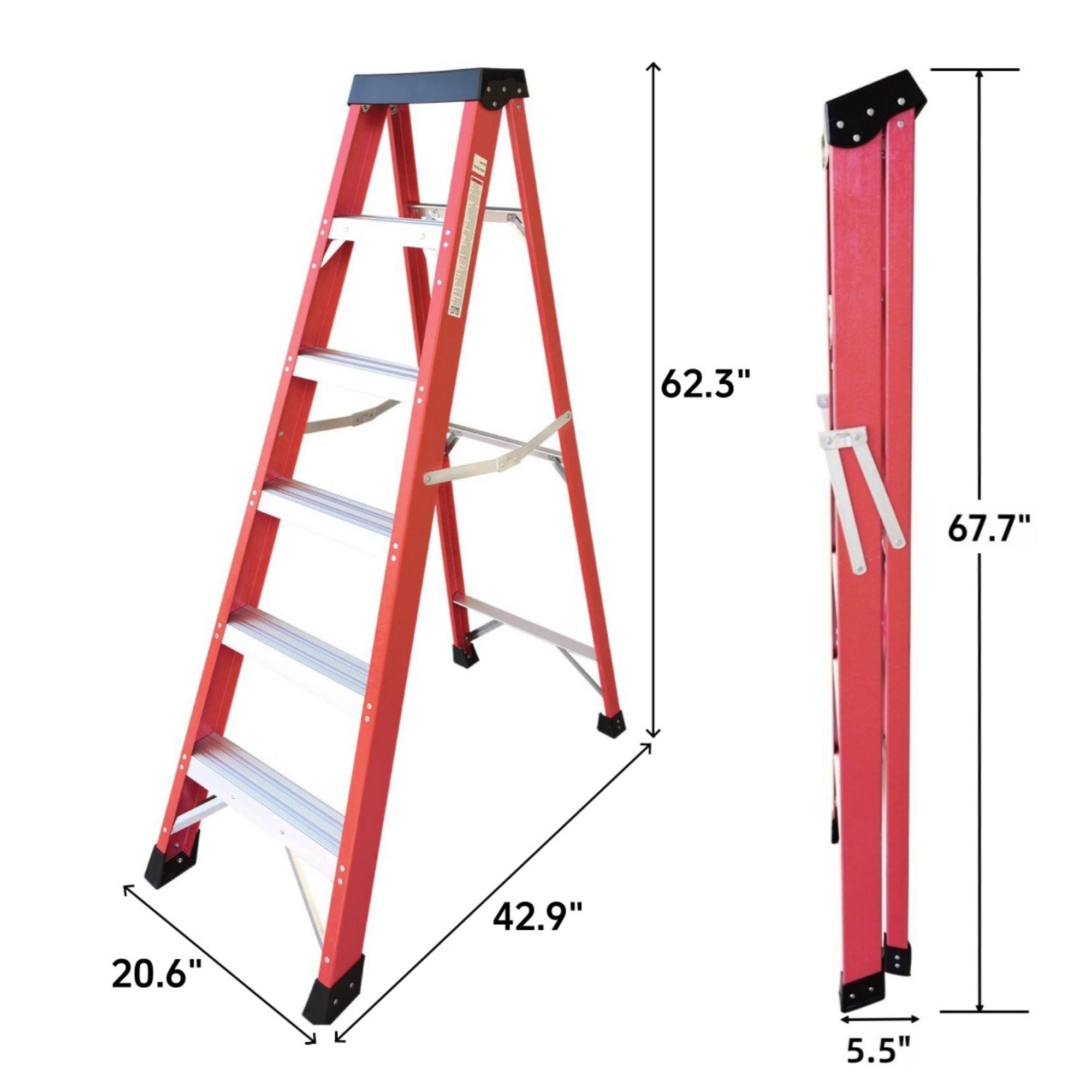Bellemave® Fiberglass ladder with a tool tray - Bellemave