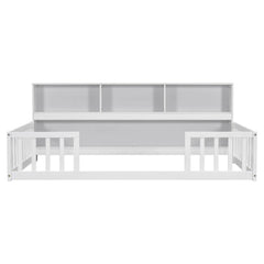 Bellemave® Floor Bed with Bedside Bookcase,Shelves,Guardrails - Bellemave
