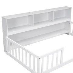 Bellemave® Floor Bed with Bedside Bookcase,Shelves,Guardrails - Bellemave