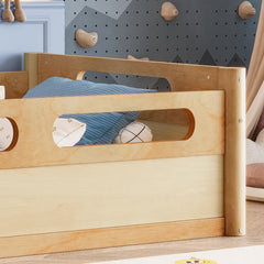 Bellemave® Floor Bed with Full - Length Guardrails, Wood Low Profile Montessori Bed for Bedroom & Nursery, No Box Spring Needed - Bellemave