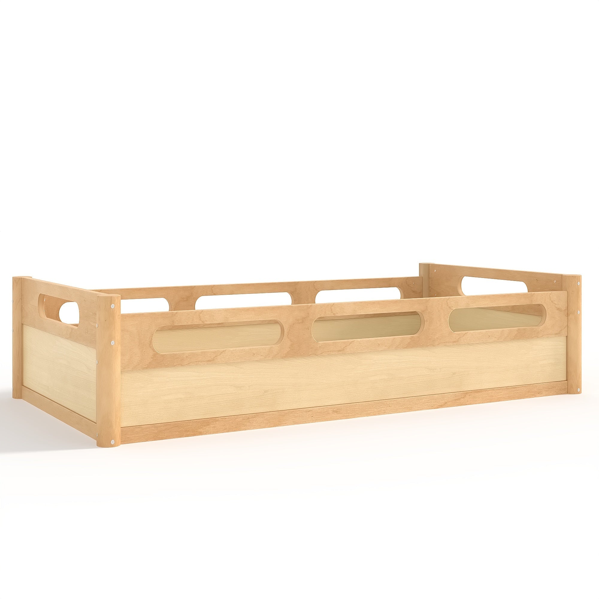 Bellemave® Floor Bed with Full - Length Guardrails, Wood Low Profile Montessori Bed for Bedroom & Nursery, No Box Spring Needed - Bellemave