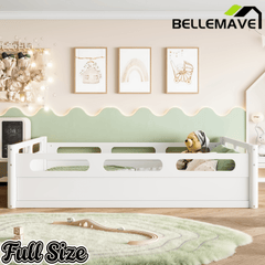 Bellemave® Floor Bed with Full - Length Guardrails, Wood Low Profile Montessori Bed for Bedroom & Nursery, No Box Spring Needed - Bellemave