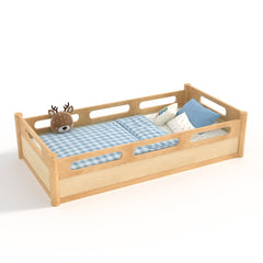 Bellemave® Floor Bed with Full - Length Guardrails, Wood Low Profile Montessori Bed for Bedroom & Nursery, No Box Spring Needed - Bellemave