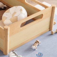 Bellemave® Floor Bed with Full - Length Guardrails, Wood Low Profile Montessori Bed for Bedroom & Nursery, No Box Spring Needed - Bellemave