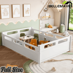 Bellemave® Floor Bed with Full - Length Guardrails, Wood Low Profile Montessori Bed for Bedroom & Nursery, No Box Spring Needed - Bellemave