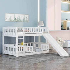 Bellemave® Floor Bunk Bed with Fence and Ladder - Bellemave