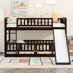 Bellemave® Floor Bunk Bed with Fence and Ladder - Bellemave