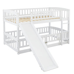 Bellemave® Floor Bunk Bed with Fence and Ladder - Bellemave