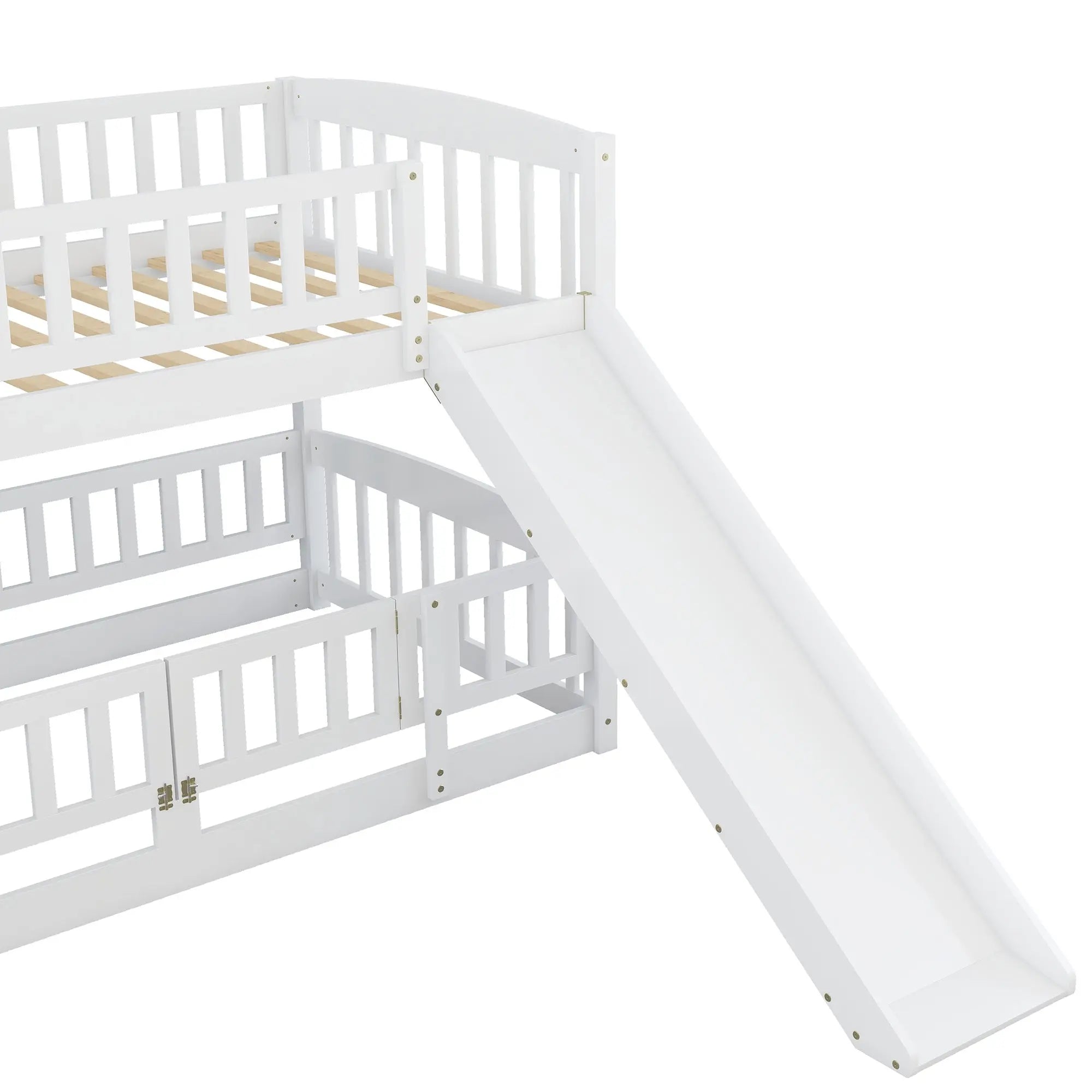 Bellemave® Floor Bunk Bed with Fence and Ladder - Bellemave