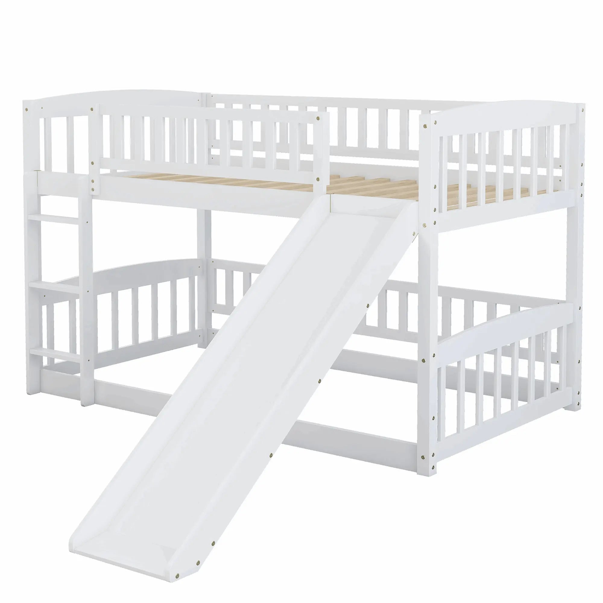 Bellemave® Floor Bunk Bed with Fence and Ladder - Bellemave