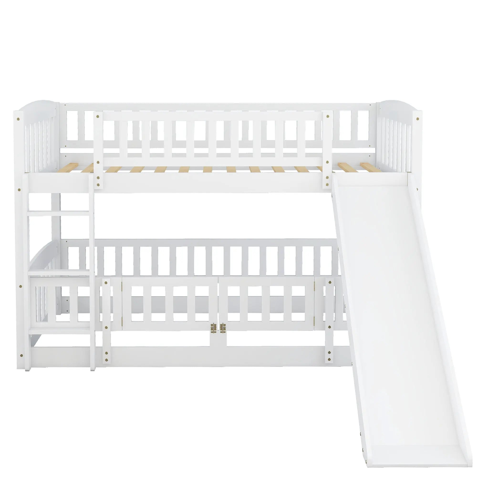 Bellemave® Floor Bunk Bed with Fence and Ladder - Bellemave
