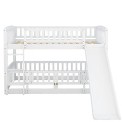 Bellemave® Floor Bunk Bed with Fence and Ladder - Bellemave
