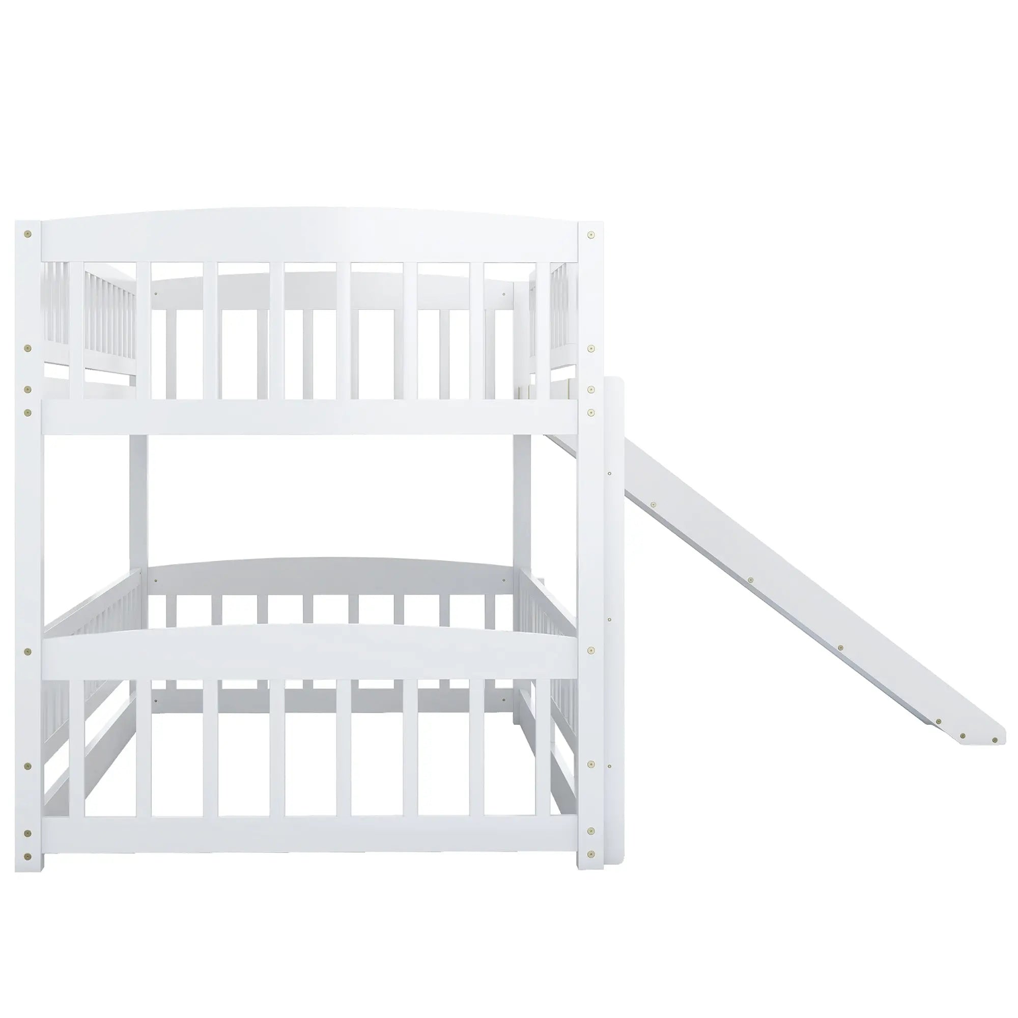 Bellemave® Floor Bunk Bed with Fence and Ladder - Bellemave