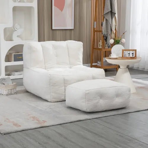 Bellemave® Fluffy Bean Bag Chair with Memory Foam and ottoman - Bellemave