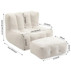 Bellemave® Fluffy Bean Bag Chair with Memory Foam and ottoman - Bellemave