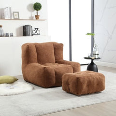 Bellemave® Fluffy Bean Bag Chair with Memory Foam and ottoman - Bellemave