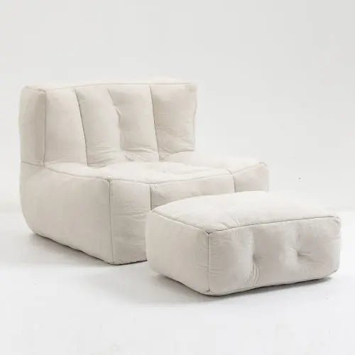 Bellemave® Fluffy Bean Bag Chair with Memory Foam and ottoman - Bellemave
