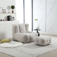 Bellemave® Fluffy Bean Bag Chair with Memory Foam and ottoman - Bellemave