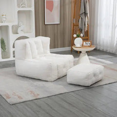 Bellemave® Fluffy Bean Bag Chair with Memory Foam and ottoman - Bellemave