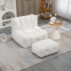 Bellemave® Fluffy Bean Bag Chair with Memory Foam and ottoman - Bellemave