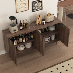 Bellemave® Fluted Buffet Sideboard Cabinet with Storages, Modern Accent Cabinet with 4 Doors & Adjustable Shelves for Kitchen, Living - Bellemave