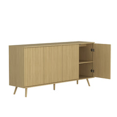 Bellemave® Fluted Buffet Sideboard Cabinet with Storages, Modern Accent Cabinet with 4 Doors & Adjustable Shelves for Kitchen, Living - Bellemave