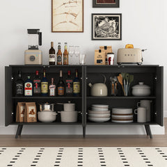 Bellemave® Fluted Buffet Sideboard Cabinet with Storages, Modern Accent Cabinet with 4 Doors & Adjustable Shelves for Kitchen, Living - Bellemave
