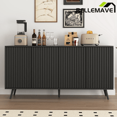 Bellemave® Fluted Buffet Sideboard Cabinet with Storages, Modern Accent Cabinet with 4 Doors & Adjustable Shelves for Kitchen, Living - Bellemave