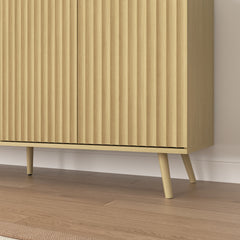 Bellemave® Fluted Buffet Sideboard Cabinet with Storages, Modern Accent Cabinet with 4 Doors & Adjustable Shelves for Kitchen, Living - Bellemave