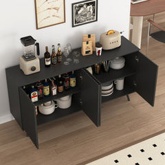 Bellemave® Fluted Buffet Sideboard Cabinet with Storages, Modern Accent Cabinet with 4 Doors & Adjustable Shelves for Kitchen, Living - Bellemave