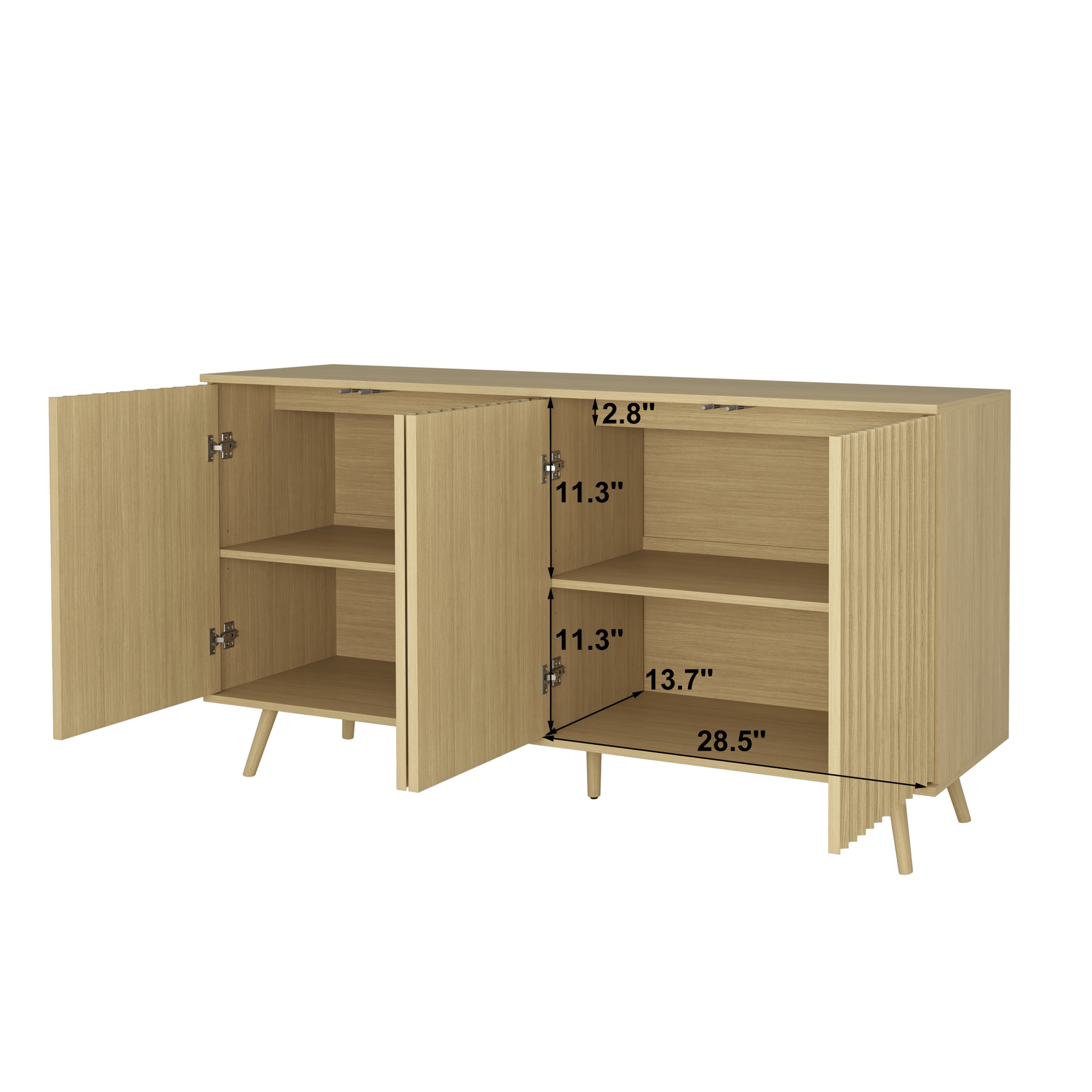 Bellemave® Fluted Buffet Sideboard Cabinet with Storages, Modern Accent Cabinet with 4 Doors & Adjustable Shelves for Kitchen, Living - Bellemave