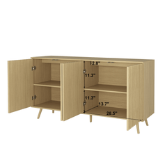 Bellemave® Fluted Buffet Sideboard Cabinet with Storages, Modern Accent Cabinet with 4 Doors & Adjustable Shelves for Kitchen, Living - Bellemave