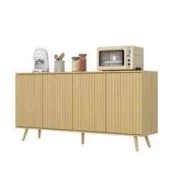 Bellemave® Fluted Buffet Sideboard Cabinet with Storages, Modern Accent Cabinet with 4 Doors & Adjustable Shelves for Kitchen, Living - Bellemave