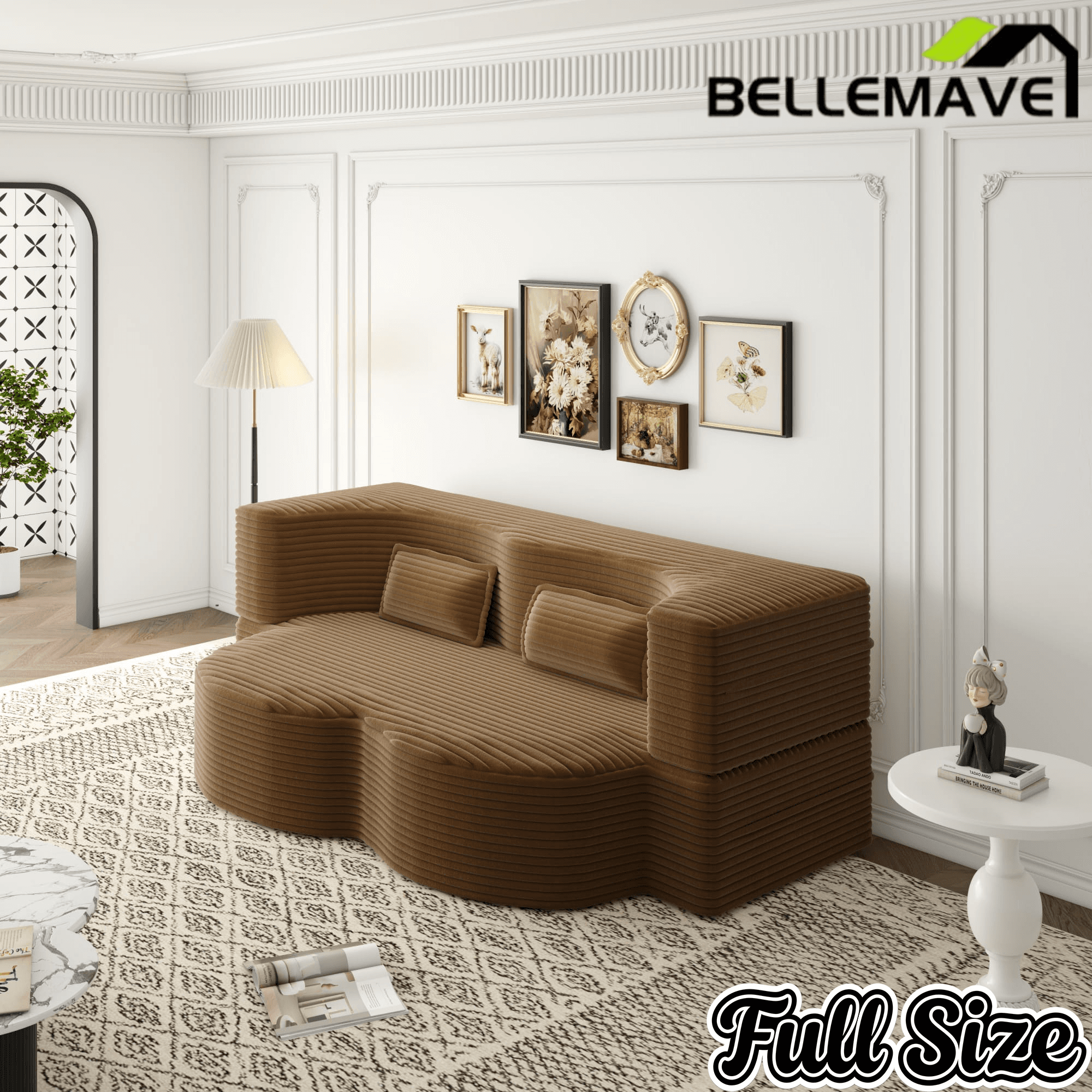Bellemave® Folding Foam Sofa Bed,15" Full Size Floor Couch,Convertible Sleeper Futon Loveseat Couch for Living Room, Guest Use, Office, Apartmen - Bellemave