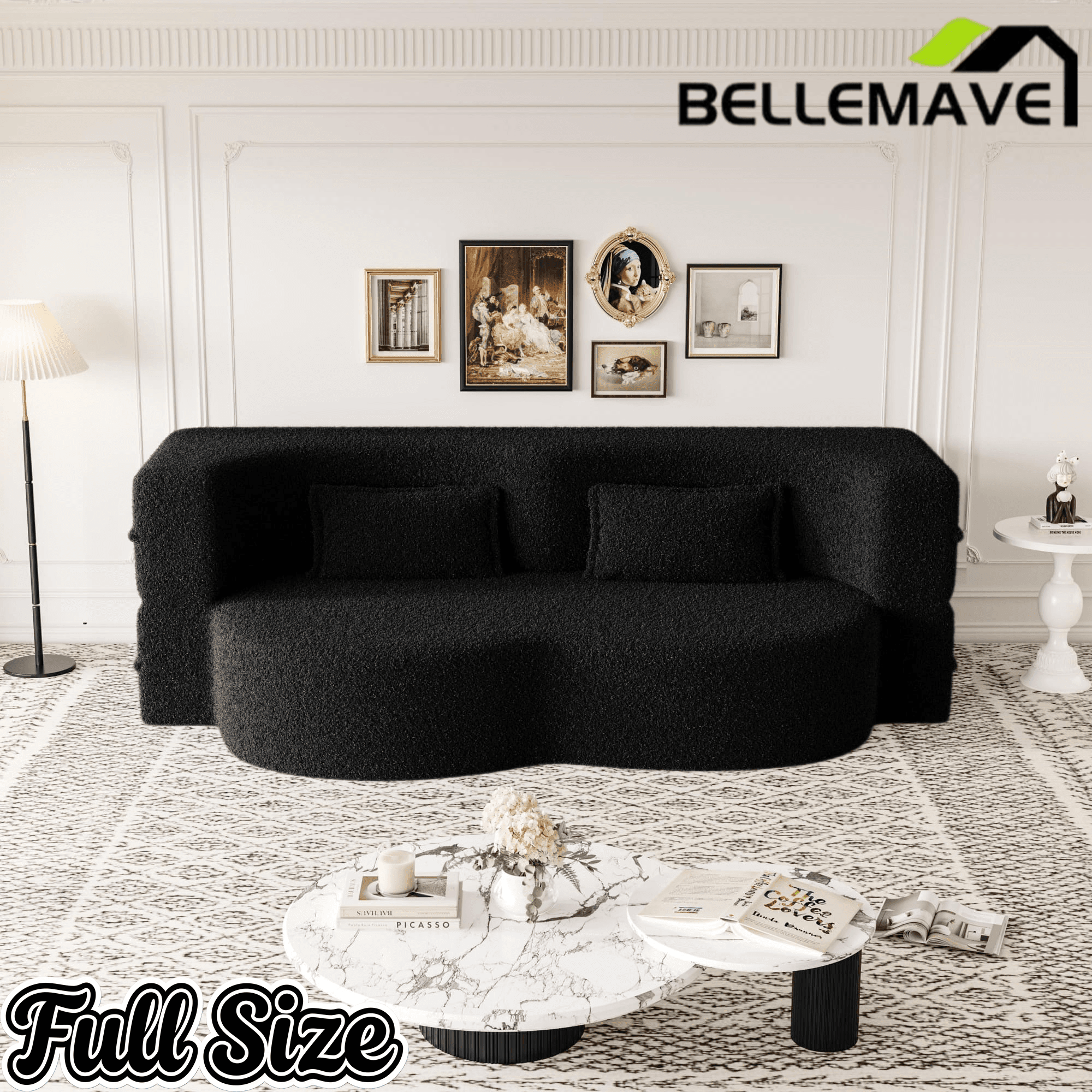 Bellemave® Folding Foam Sofa Bed,15" Full Size Floor Couch,Convertible Sleeper Futon Loveseat Couch for Living Room, Guest Use, Office, Apartmen - Bellemave