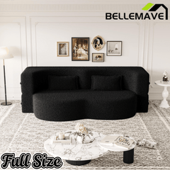 Bellemave® Folding Foam Sofa Bed,15" Full Size Floor Couch,Convertible Sleeper Futon Loveseat Couch for Living Room, Guest Use, Office, Apartmen - Bellemave