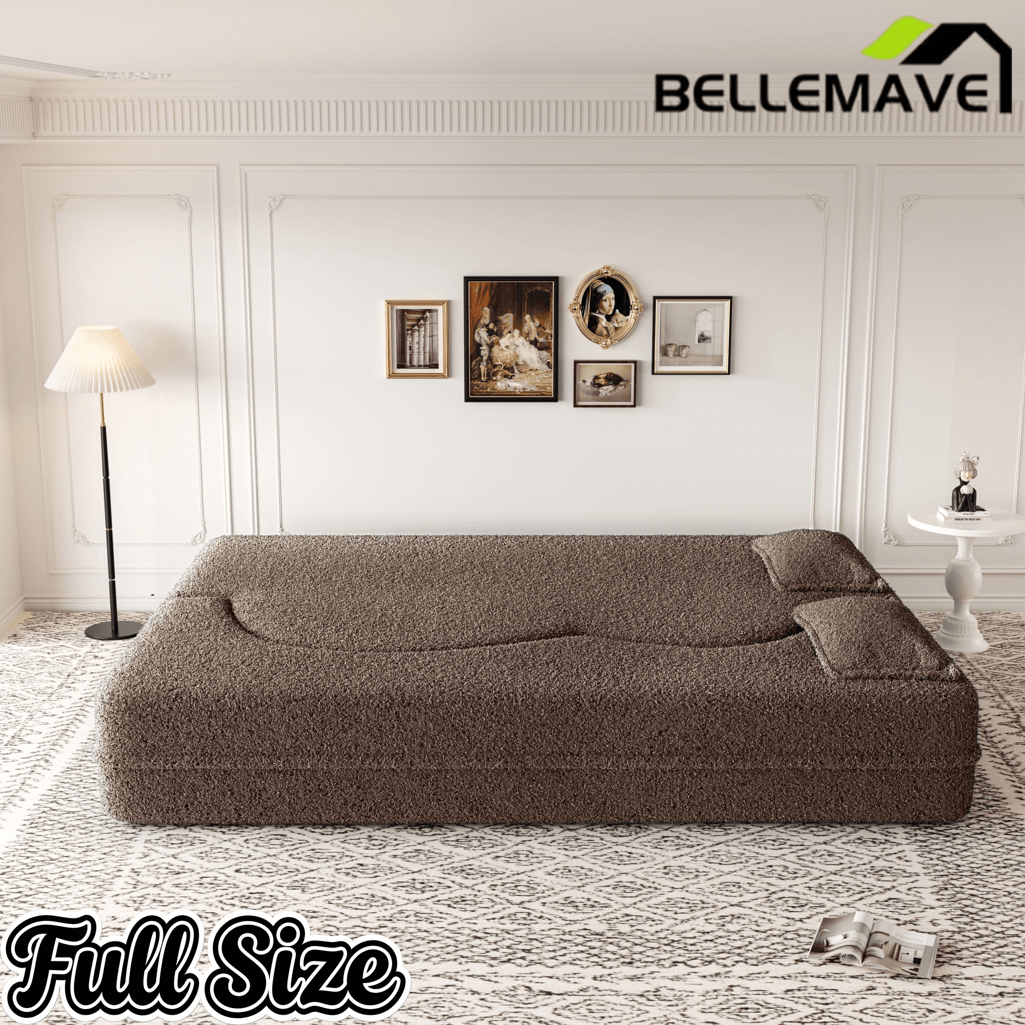 Bellemave® Folding Foam Sofa Bed,15" Full Size Floor Couch,Convertible Sleeper Futon Loveseat Couch for Living Room, Guest Use, Office, Apartmen - Bellemave