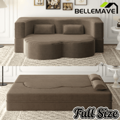 Bellemave® Folding Foam Sofa Bed,15" Full Size Floor Couch,Convertible Sleeper Futon Loveseat Couch for Living Room, Guest Use, Office, Apartmen - Bellemave
