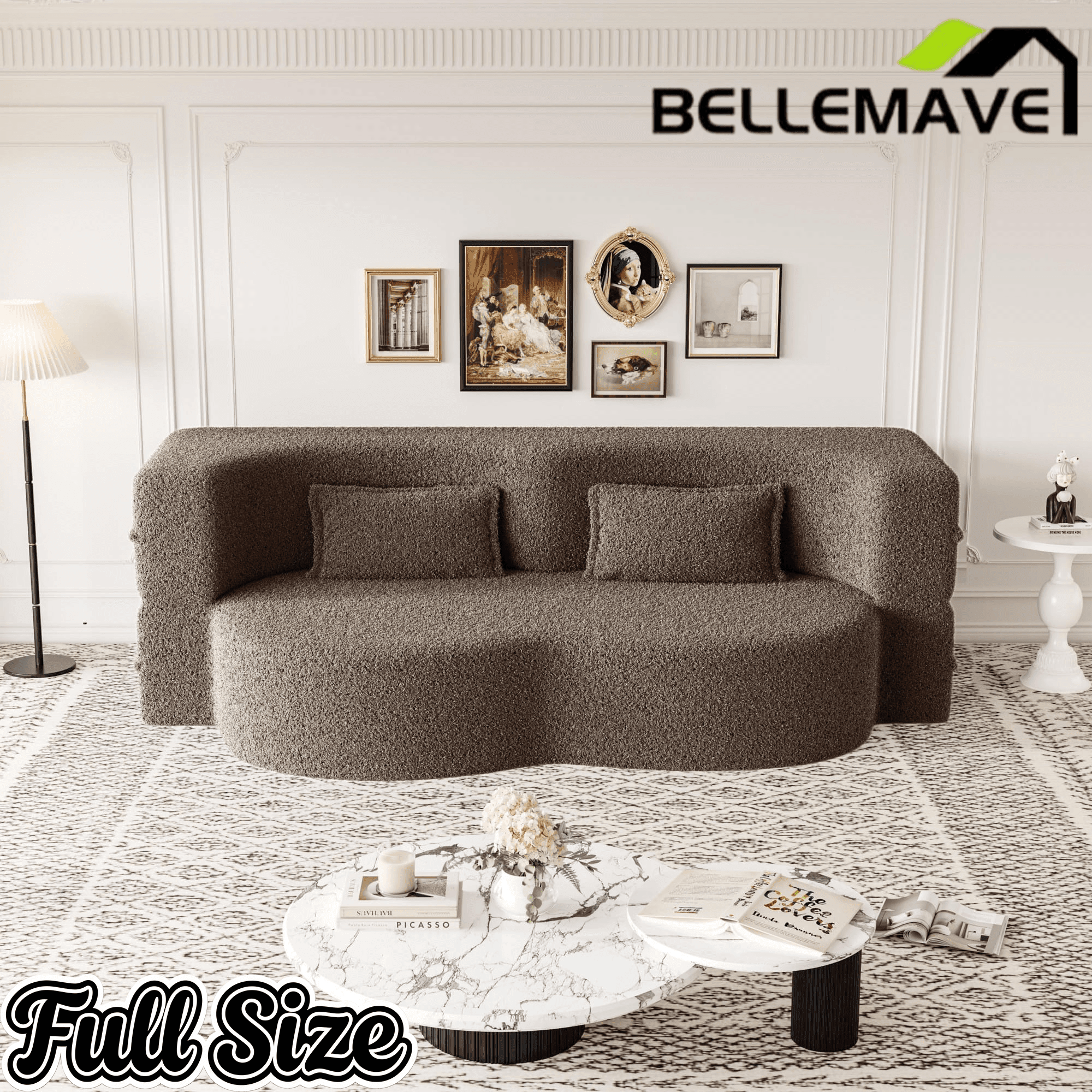 Bellemave® Folding Foam Sofa Bed,15" Full Size Floor Couch,Convertible Sleeper Futon Loveseat Couch for Living Room, Guest Use, Office, Apartmen - Bellemave